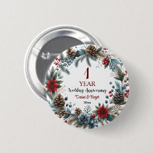 1st Paper Wedding Anniversary Elegant Winter 6 Cm Round Badge