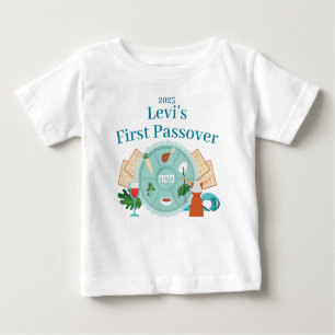 1st Passover Blue Custom Boy Name Year Baby T-Shirt