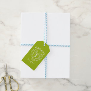 1st peridot green heart anniversary gift tags