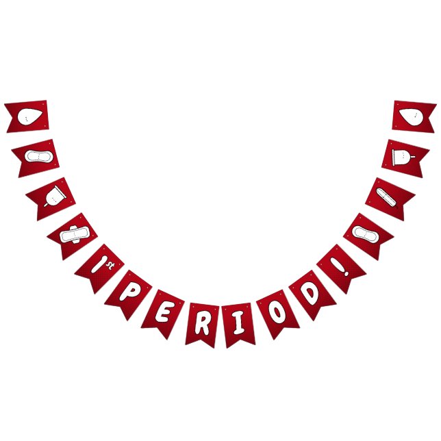 1st Period Red White Cute Tampon Pattern Bunting (All)