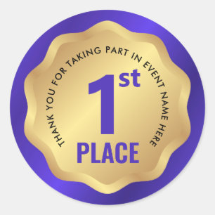 1st Place Event Medal Winner Sticker Blue & Gold