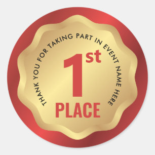1st Place Event Medal Winner Sticker Red & Gold