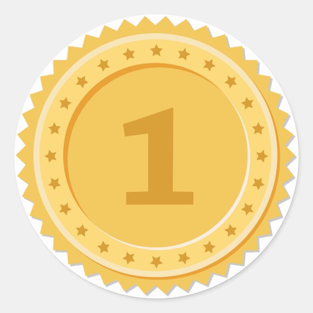 1st Place Gold Medal Classic Round Sticker (Front)