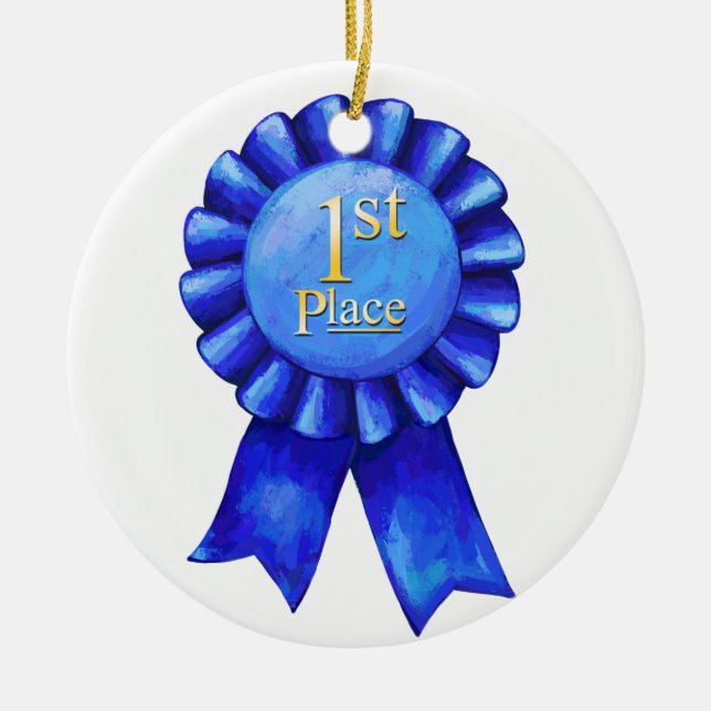 1st Place Ribbon Medallion Ceramic Tree Decoration (Front)