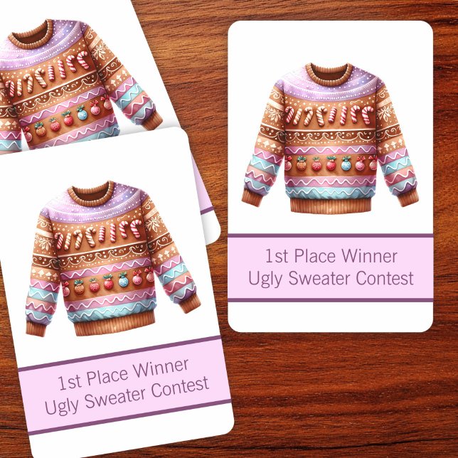 1st Place Winner Ugly Sweater Contest Pink Purple Playing Cards (Creator Uploaded)