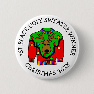1st Place Winner Ugly Sweater Contest Prize   6 Cm Round Badge