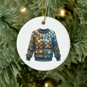 1st Place Winner Ugly Sweater Contest Tree Lights Ceramic Tree Decoration