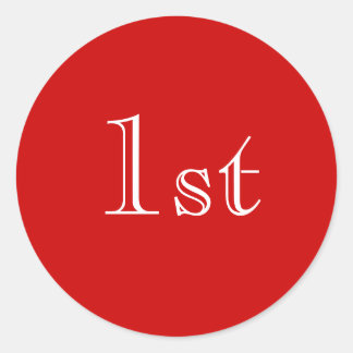 1st. Red and White. Nice simple design. Custom Classic Round Sticker