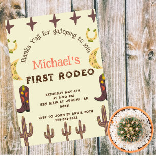 1st Rodeo Western Party Country Birthday Magnetic Invitation