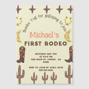 1st Rodeo  Western Party Country Birthday  Magnetic Invitation