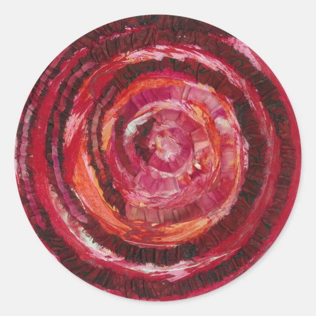 1st-Root Chakra Red Paint-Fabric #2 Classic Round Sticker (Front)