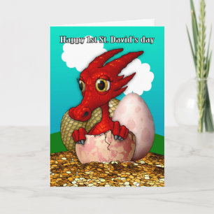 1st Saint David's Day With Newly Hatched Welsh Dra Card