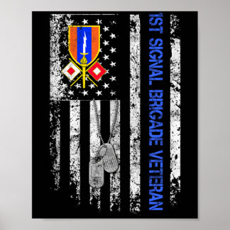 1st Signal Brigade Veteran Vintage Flag Veterans D Poster