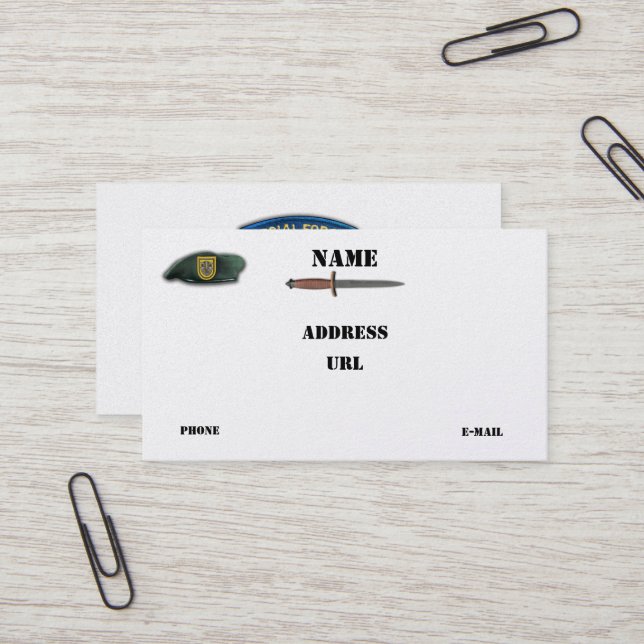 1st special forces green berets sf sfg sof lrrps business card (Front/Back In Situ)
