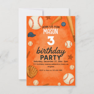 1st Sport Boy Baseball Birthday Rookie of The Year Invitation