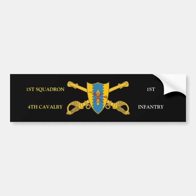 1ST SQDN 4TH CAVALRY 1ST INFANTRY BUMPER STICKER (Front)
