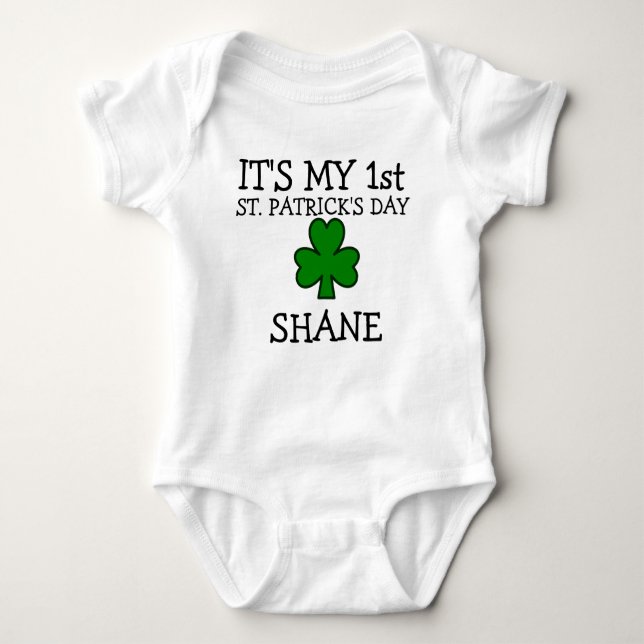 1st st patricks day personalised st patricks day baby bodysuit (Front)