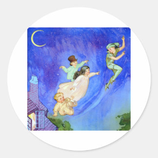 1ST STAR ON YOUR RIGHT, STRAIGHT ON UNTIL MORNING CLASSIC ROUND STICKER