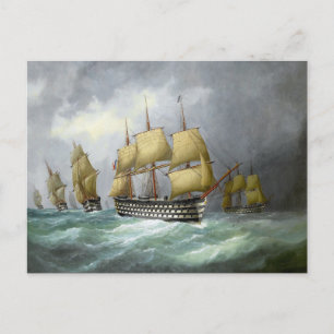 1st steam battleships 1884 postcard