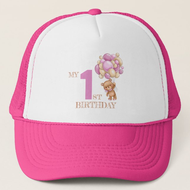 1st teddy bear picnic girl trucker hat (Front)