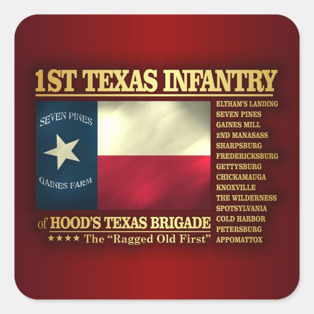 1st Texas Infantry (BA2) Square Sticker (Front)
