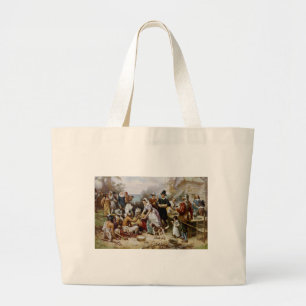 1st thanksgiving large tote bag