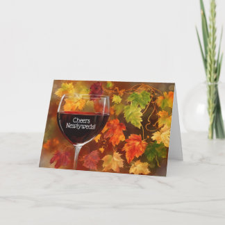 1st Thanksgiving Newlyweds Married Couple Wine Holiday Card