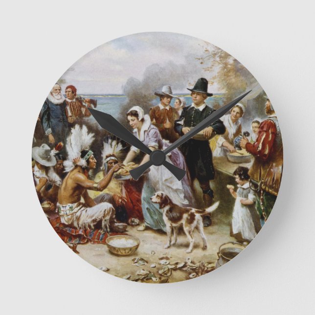 1st thanksgiving round clock (Front)