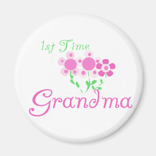 1st  Time Grandma-Pink Flowers Magnet