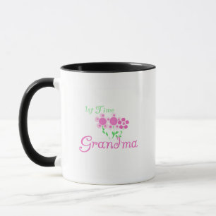 1st Time Grandma-Pink Flowers Mug
