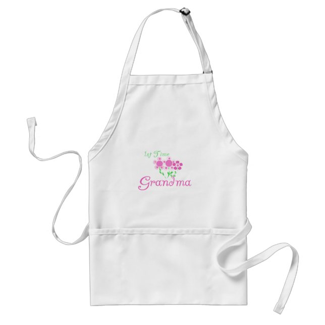 1st  Time Grandma-Pink Flowers Standard Apron (Front)