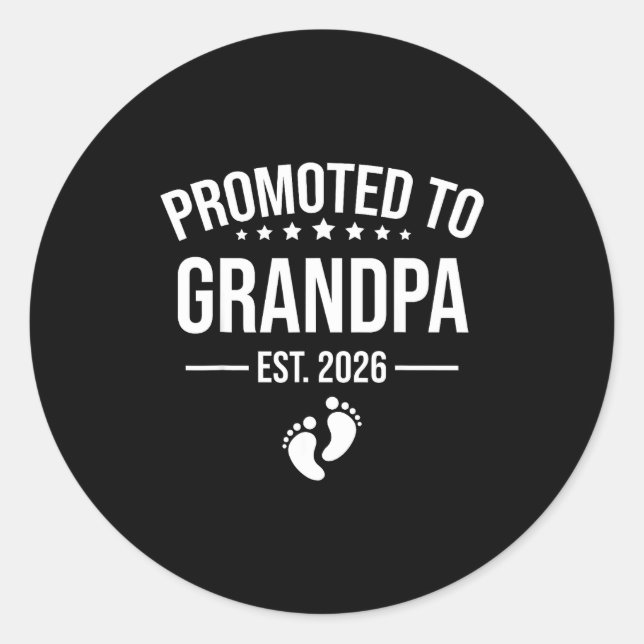 1st Time Grandpa Est 2026 New First Grandpa 2026  Classic Round Sticker (Front)