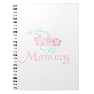 1st Time Mummy Pink Flowers Gifts Spiral Notebook