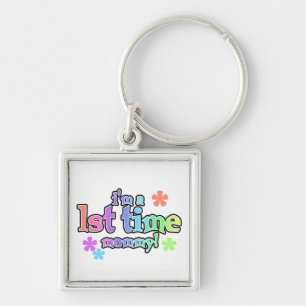 1st Time Mummy Rainbow Text Gifts Key Ring
