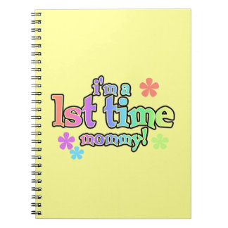 1st Time Mummy Rainbow Text Gifts Spiral Notebook
