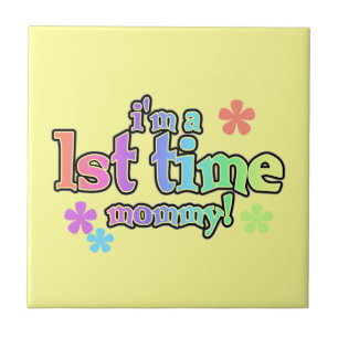 1st Time Mummy Rainbow Text Gifts Tile