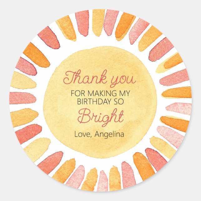 1st Trip Around the Sun Birthday Party Thank You Classic Round Sticker (Front)