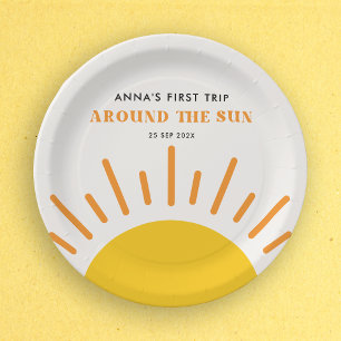 1st trip around the sun First Birthday Paper Plate