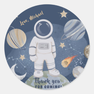 1st Trip Galaxy Boy Birthday Thank You Classic Rou Round Sticker
