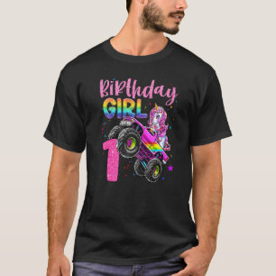 1st Unicorn Monster Truck Birthday Girls Racing Lo T-Shirt