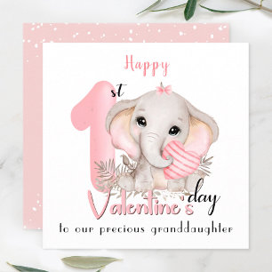 1st Valentine's day girl pink Valentine's day Card