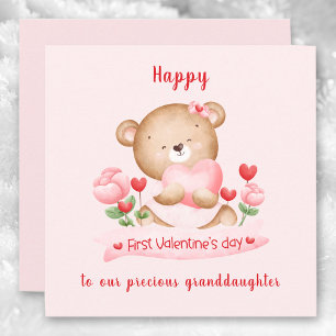1st Valentine's day girl pink Valentine's day Card