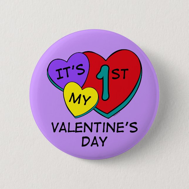 1st Valentine's Day Hearts Button (Front)