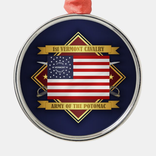 1st Vermont Cavalry Metal Tree Decoration (Front)