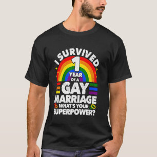 1st Wedding Anniversary 1 Year Gay Marriage Husban T-Shirt