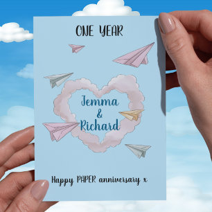 1st wedding anniversary card Paper planes