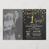 1st Wedding Anniversary Chalkboard Black and Gold