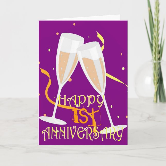 1st wedding anniversary champagne celebration card (Front)