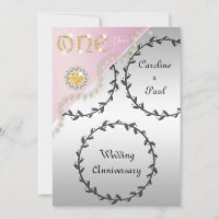 1st Wedding Anniversary Embossed Silver Rose Gold