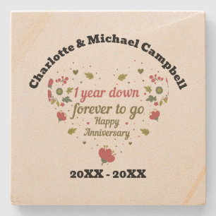 1st Wedding Anniversary Gift Personalised Stone Coaster